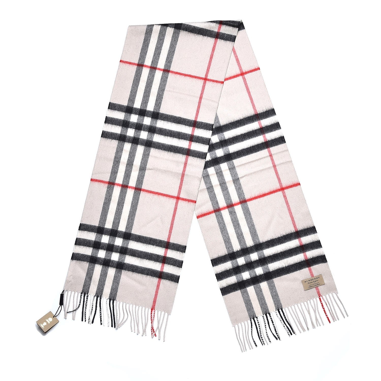 Burberry Cashmere Giant Check Fringe Scarf Stone 3 of 6