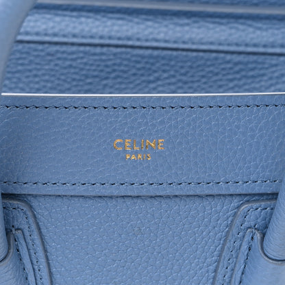Celine Drummed Calfskin Nano Luggage Azure 16 of 16
