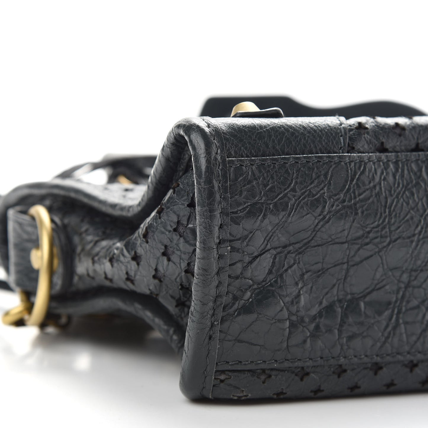 Agneau Stadio Laser Cut Cross Classic Gold Hardware Mini City Black