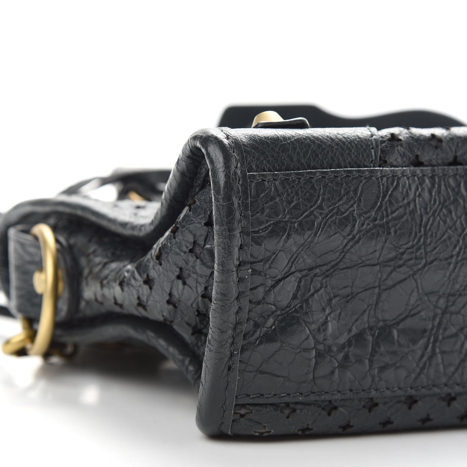 Balenciaga Agneau Stadio Laser Cut Cross Classic Gold Hardware Mini City Black 8 of 9