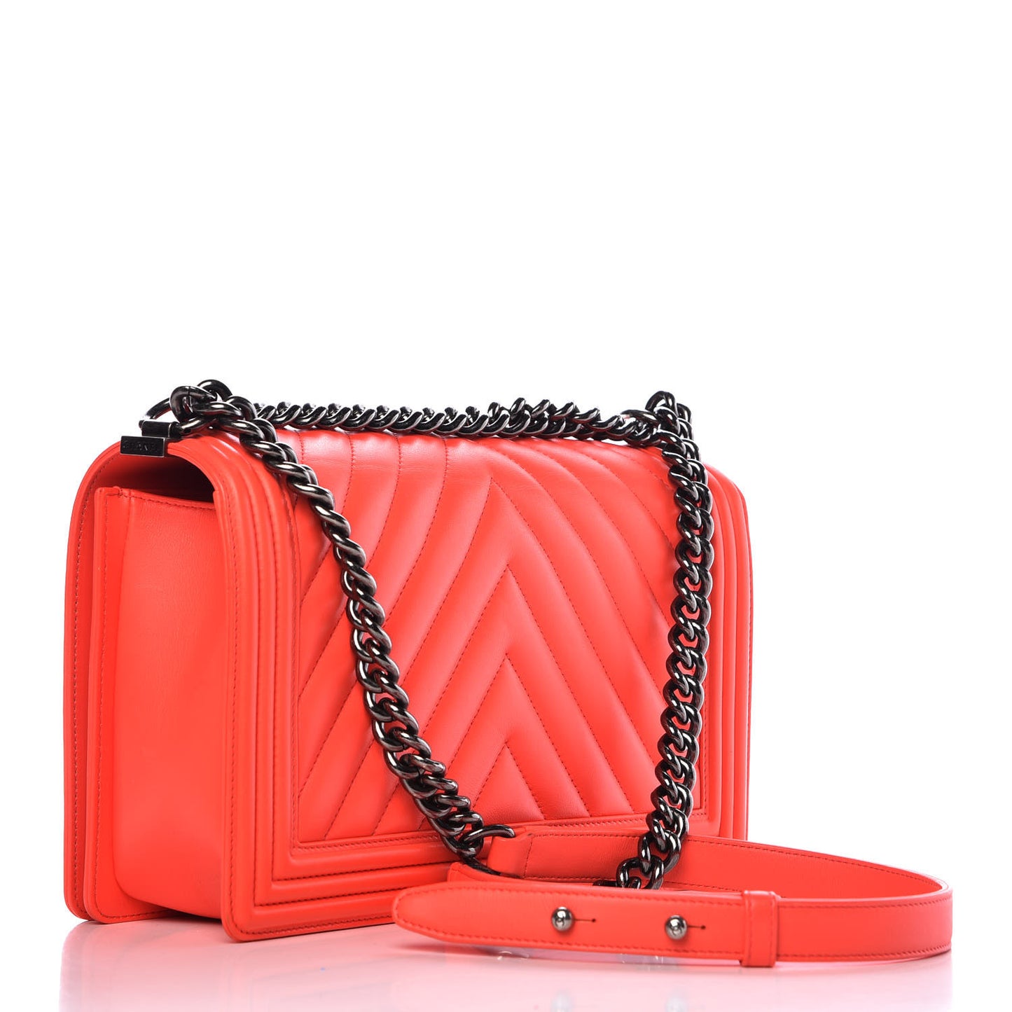 Calfskin Chevron Quilted New Medium Boy Flap Coral