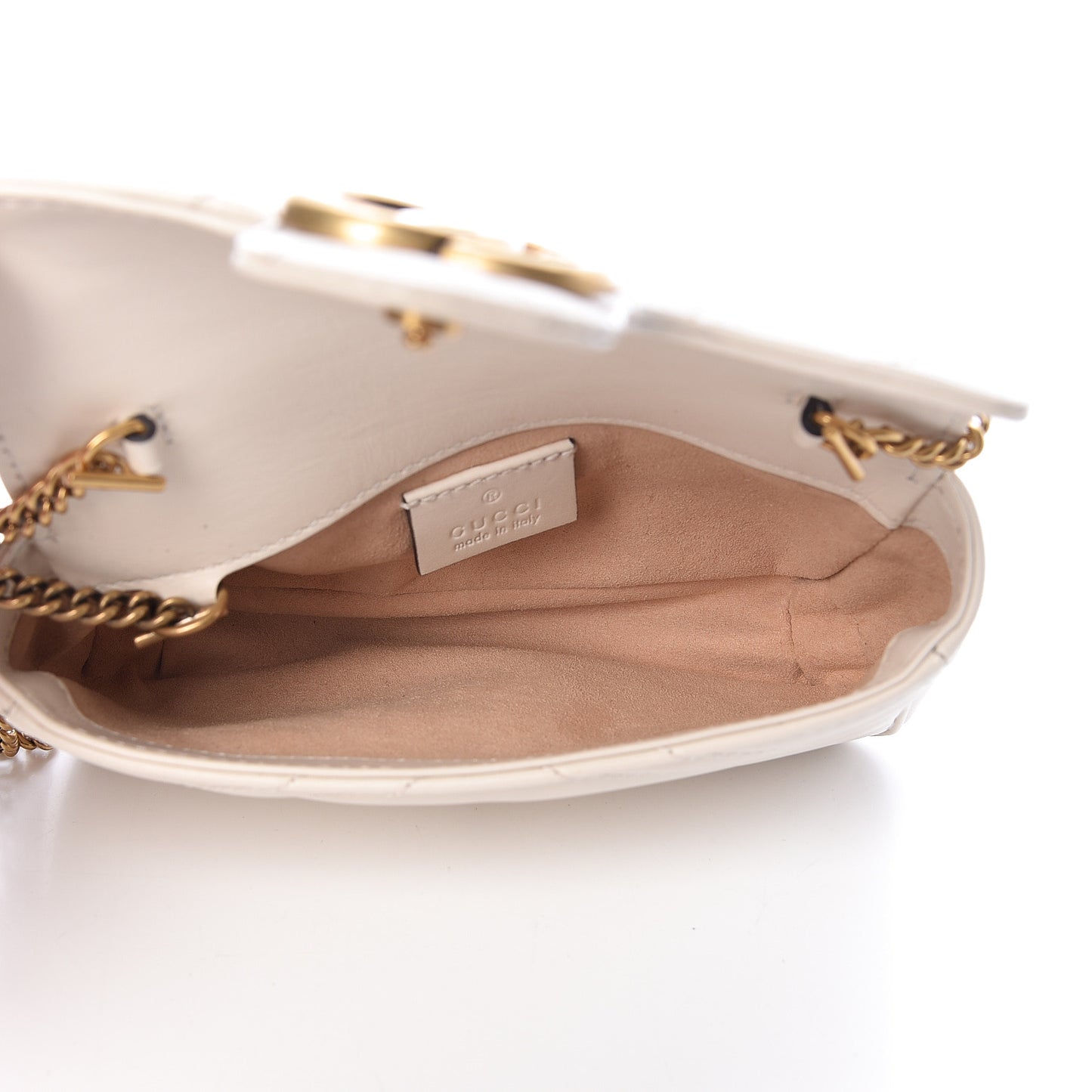 Calfskin Matelasse Super Mini GG Marmont Shoulder Bag White