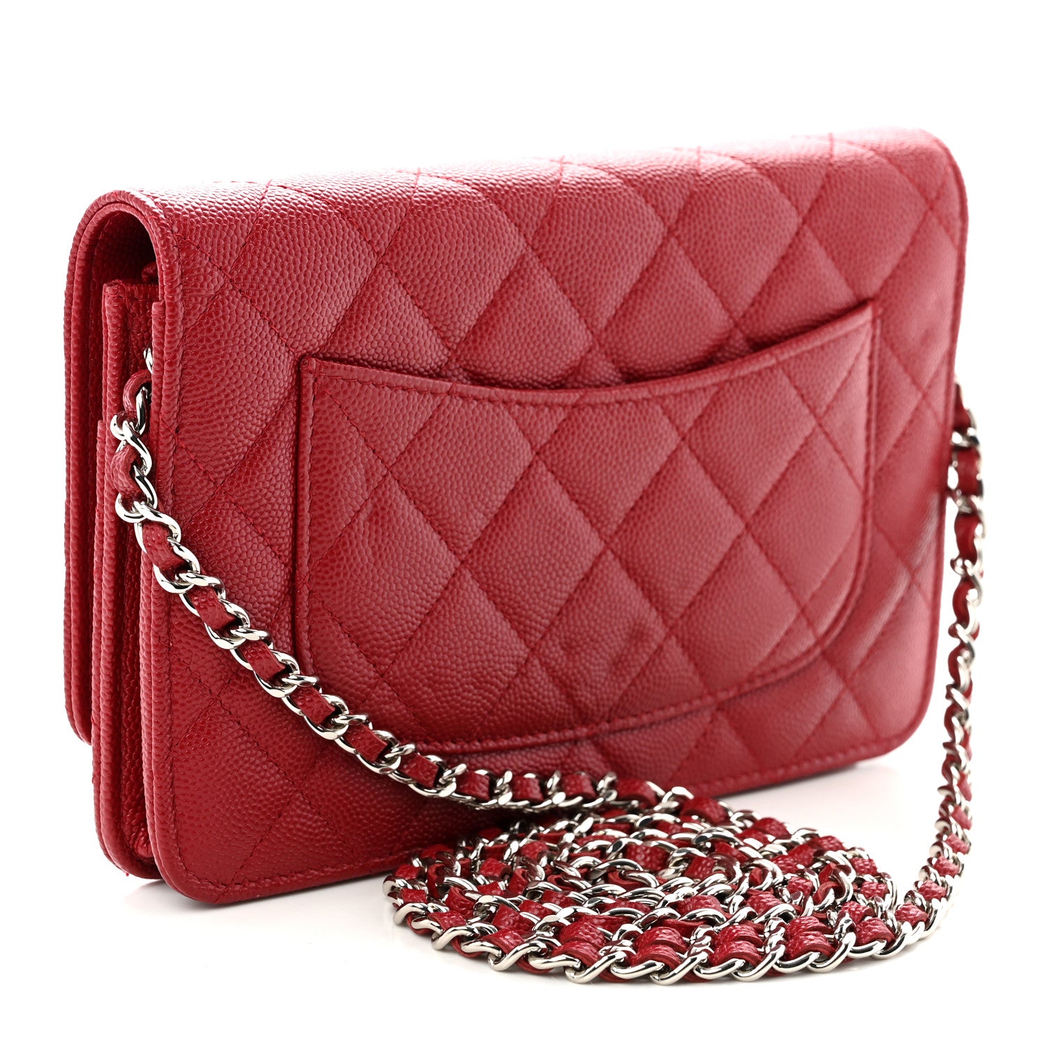 Chanel Caviar Quilted Wallet on Chain WOC Red 3 of 12