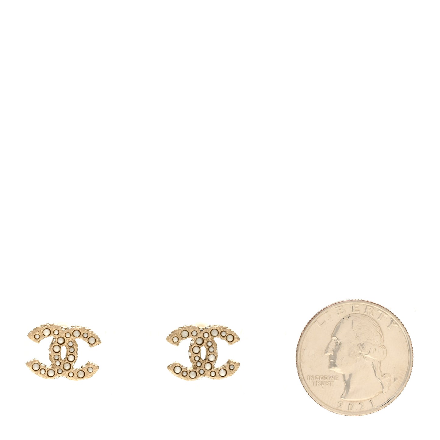 Metal Graduated Pearl Crystal CC Earrings Light Gold