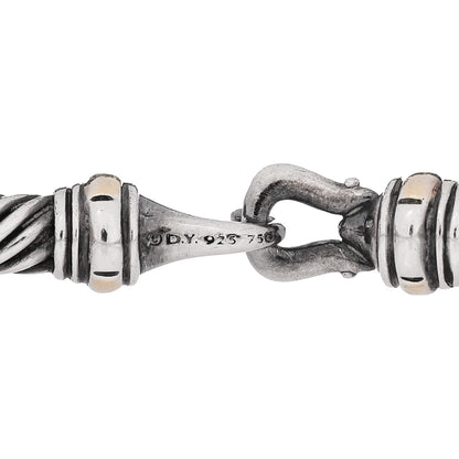 David Yurman Sterling Silver 14K Yellow Gold 4mm Cable Classic Buckle Bracelet 3 of 3