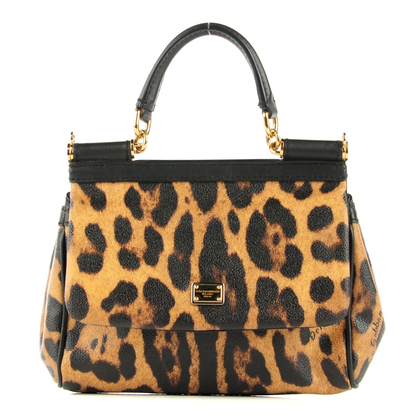 Dauphine Leopard Print Small Miss Sicily Satchel Black