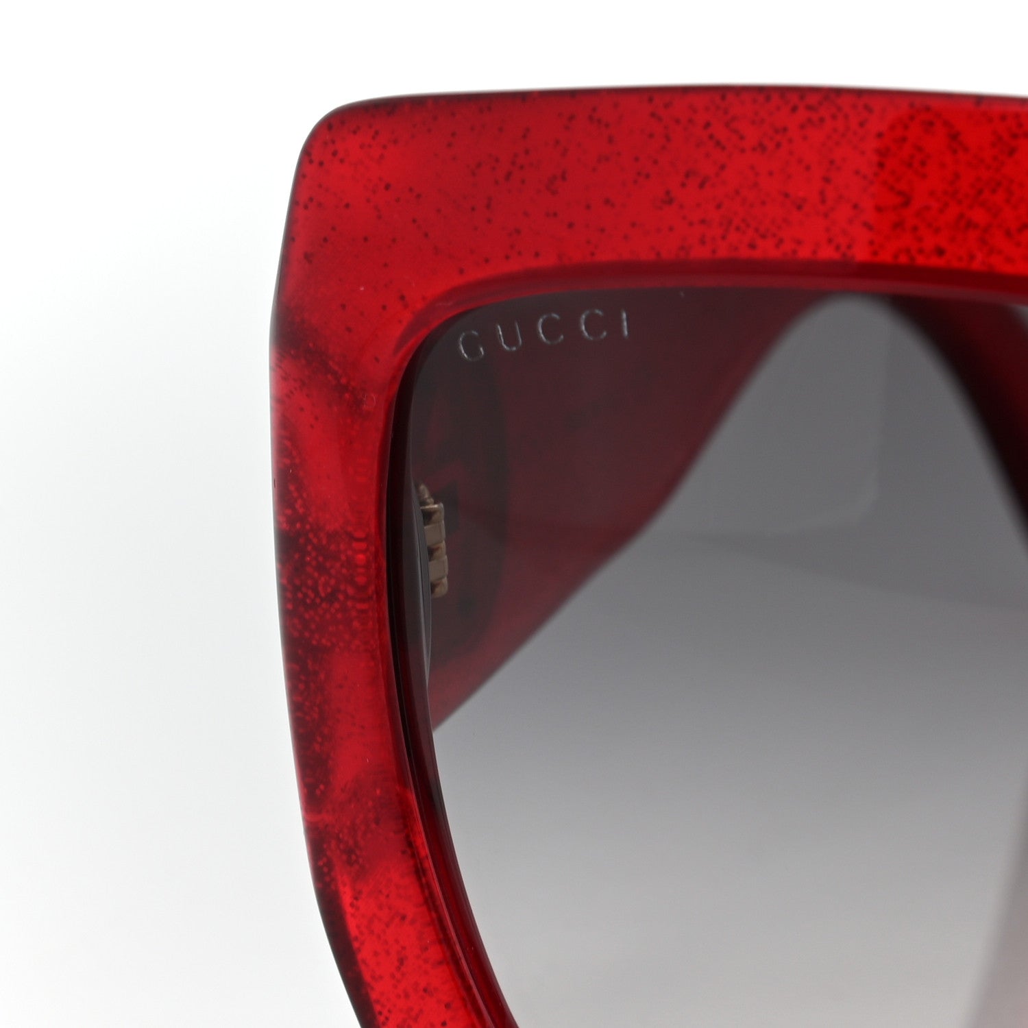 Gucci Acetate Square Frame Sunglasses GG0053S Glitter Red 7 of 7