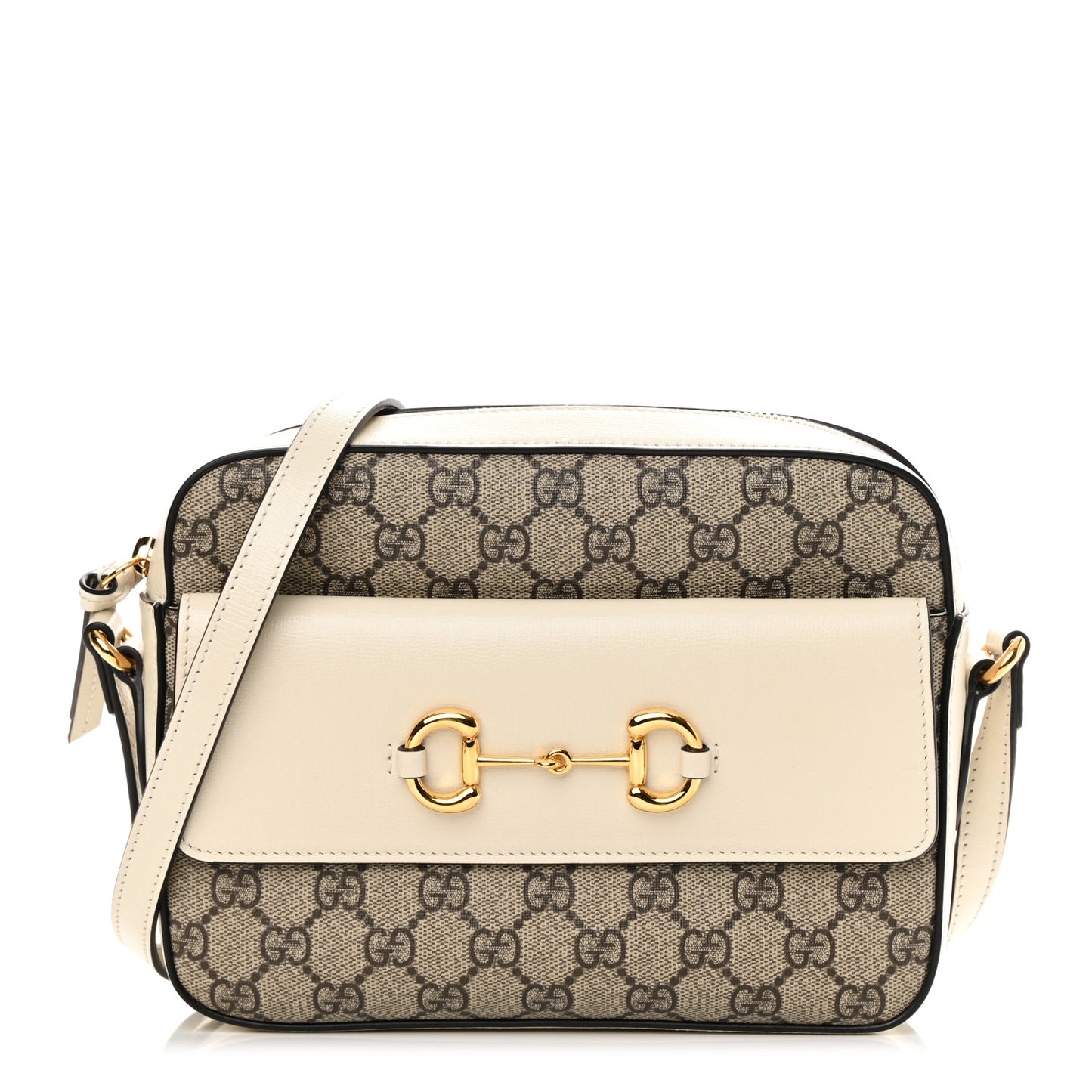 GG Supreme Monogram Small Horsebit 1955 Shoulder Bag Beige Mystic White