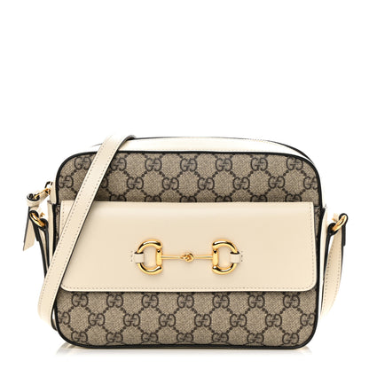 Gucci GG Supreme Monogram Small Horsebit 1955 Shoulder Bag Beige Mystic White 1 of 12