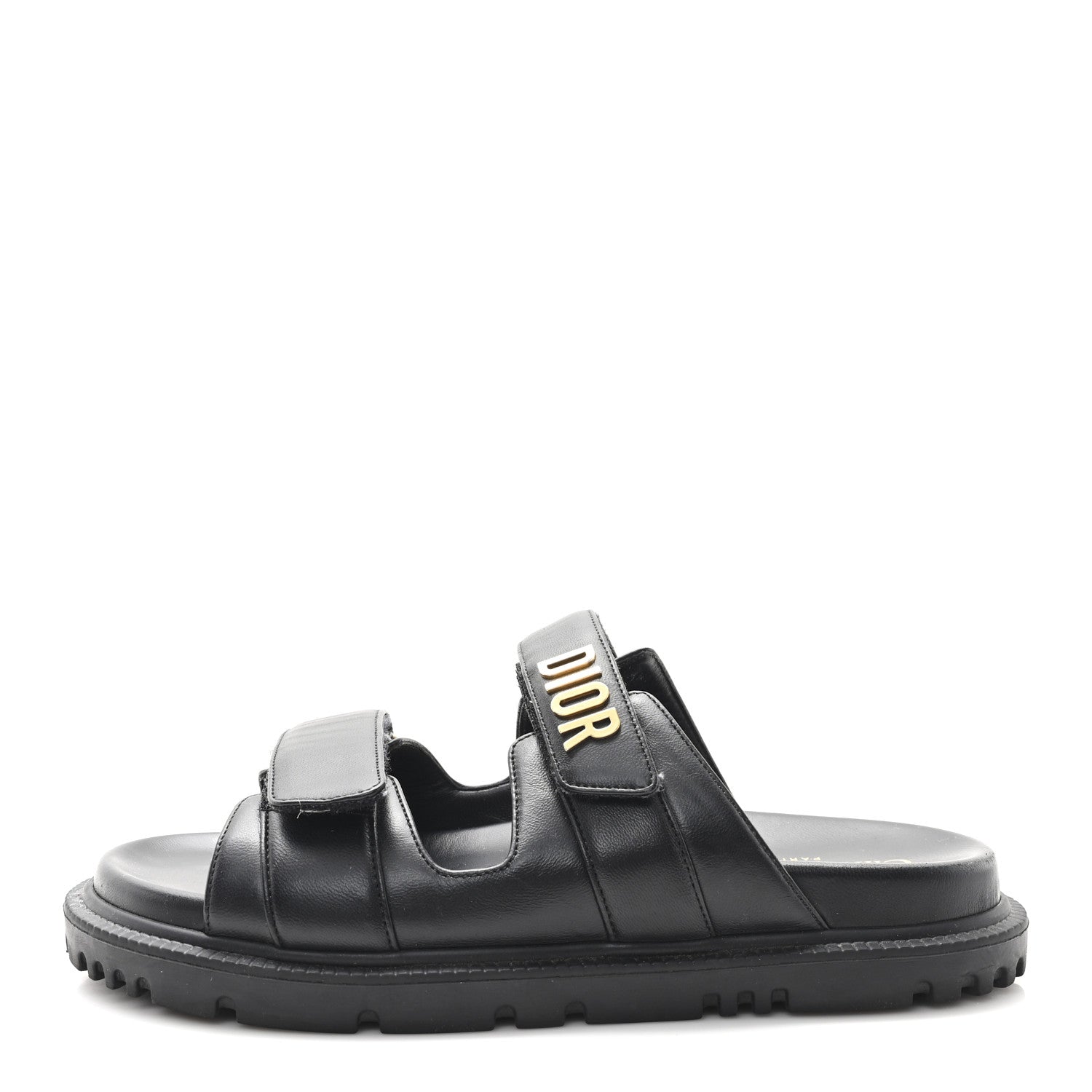 Christian Dior Lambskin Dioract 10mm Slide Sandals 38.5 Black 1 of 9