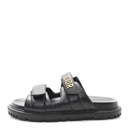 Christian Dior Lambskin Dioract 10mm Slide Sandals 38.5 Black 1 of 9