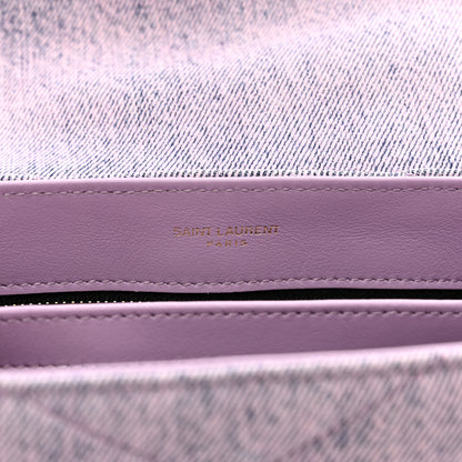 Saint Laurent Denim Y Quilted Monogram Toy Loulou Crossbody Bag Bleached Lilac 7 of 11