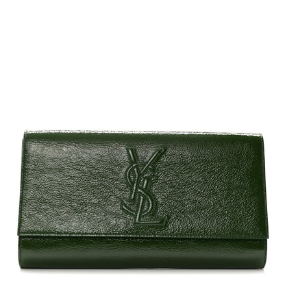 Saint Laurent Textured Patent Monogram Large Belle De Jour Green 1 of 7