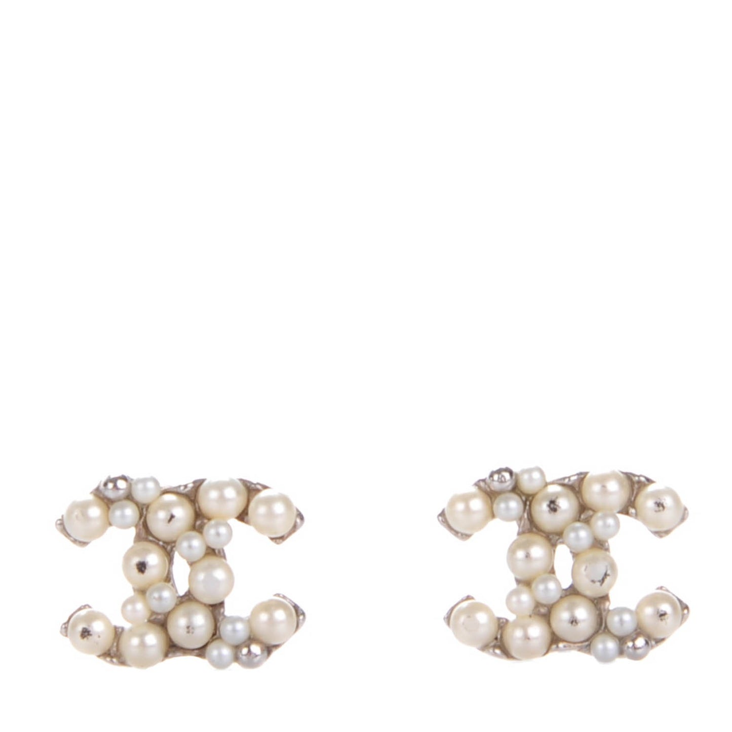 Pearl CC Earrings Silver