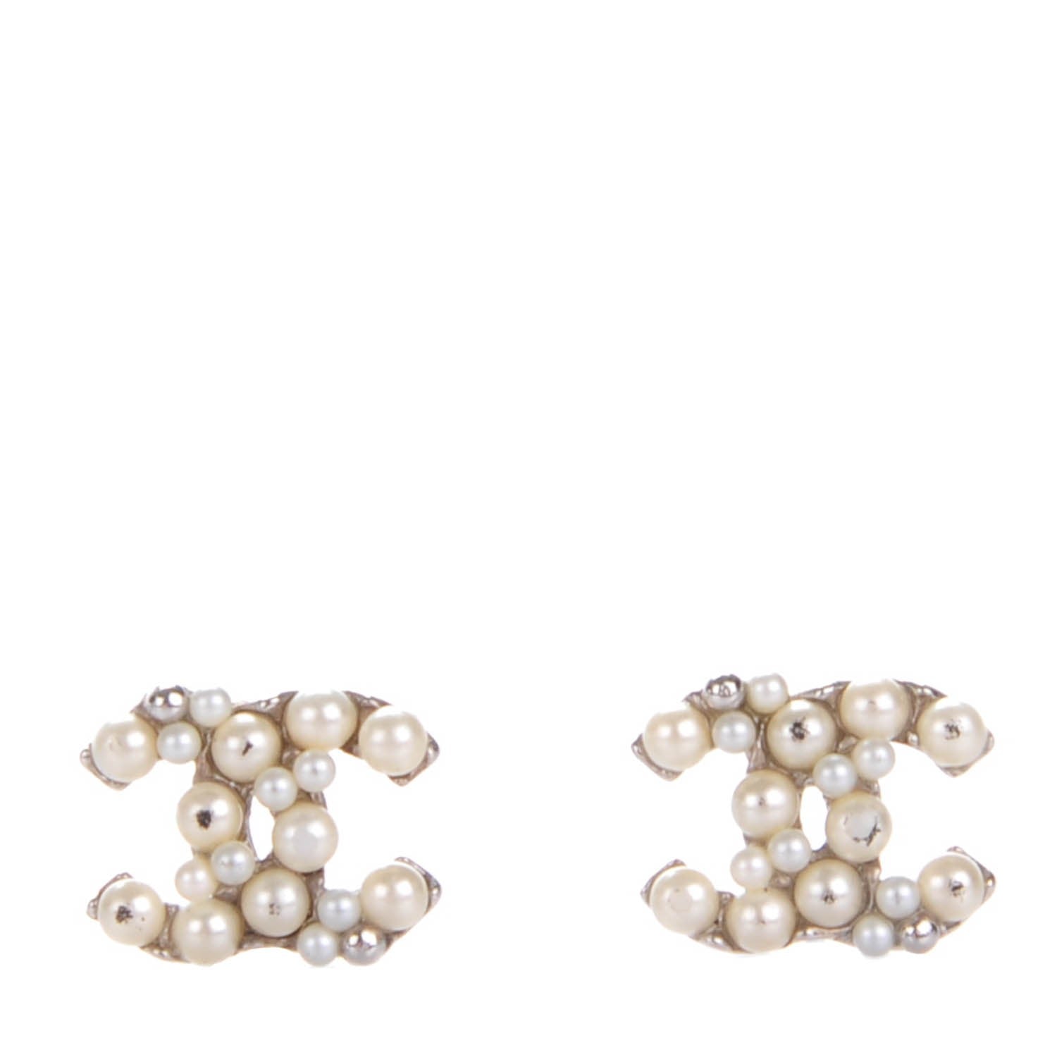Chanel Pearl CC Earrings Silver 1 of 5