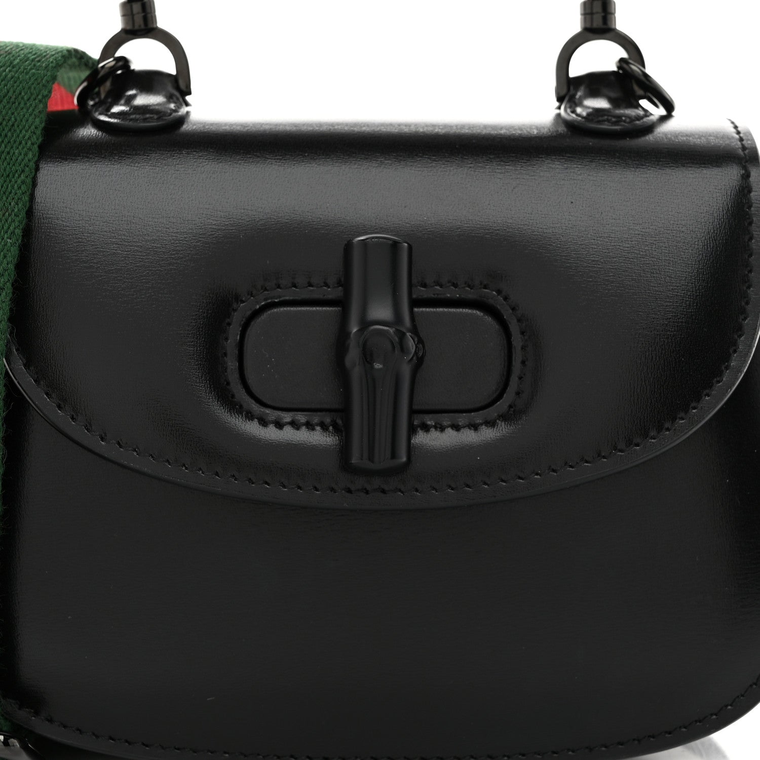 Gucci Boarded Dyana Lux Calfskin Web Monochrome Mini Bamboo 1947 Top Handle Bag Black 8 of 10