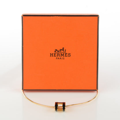 Hermes Lacquered Gold Pop H Pendant Necklace Black 5 of 5