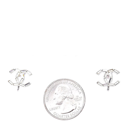 Chanel Baguette Crystal CC Earrings Silver 2 of 4
