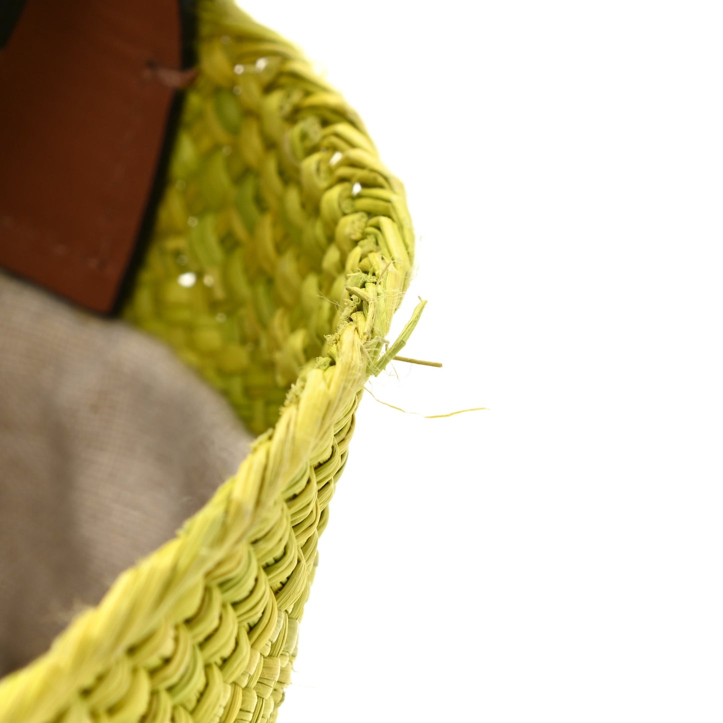 Calfskin Raffia Anagram Basket Tote Bag Kiwi