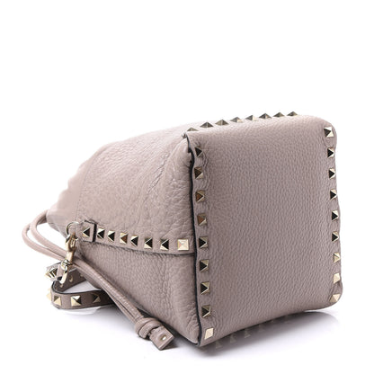 Valentino Garavani Grained Calfskin Rockstud Mini Bucket Bag Poudre 3 of 9