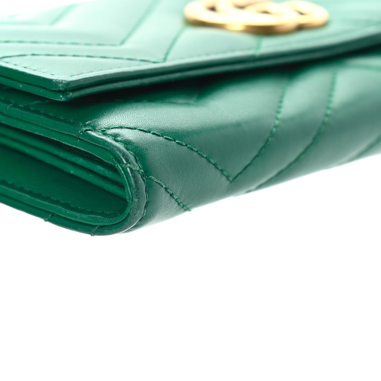 Gucci Calfskin Matelasse GG Marmont Continental Wallet Emerald Green 10 of 11