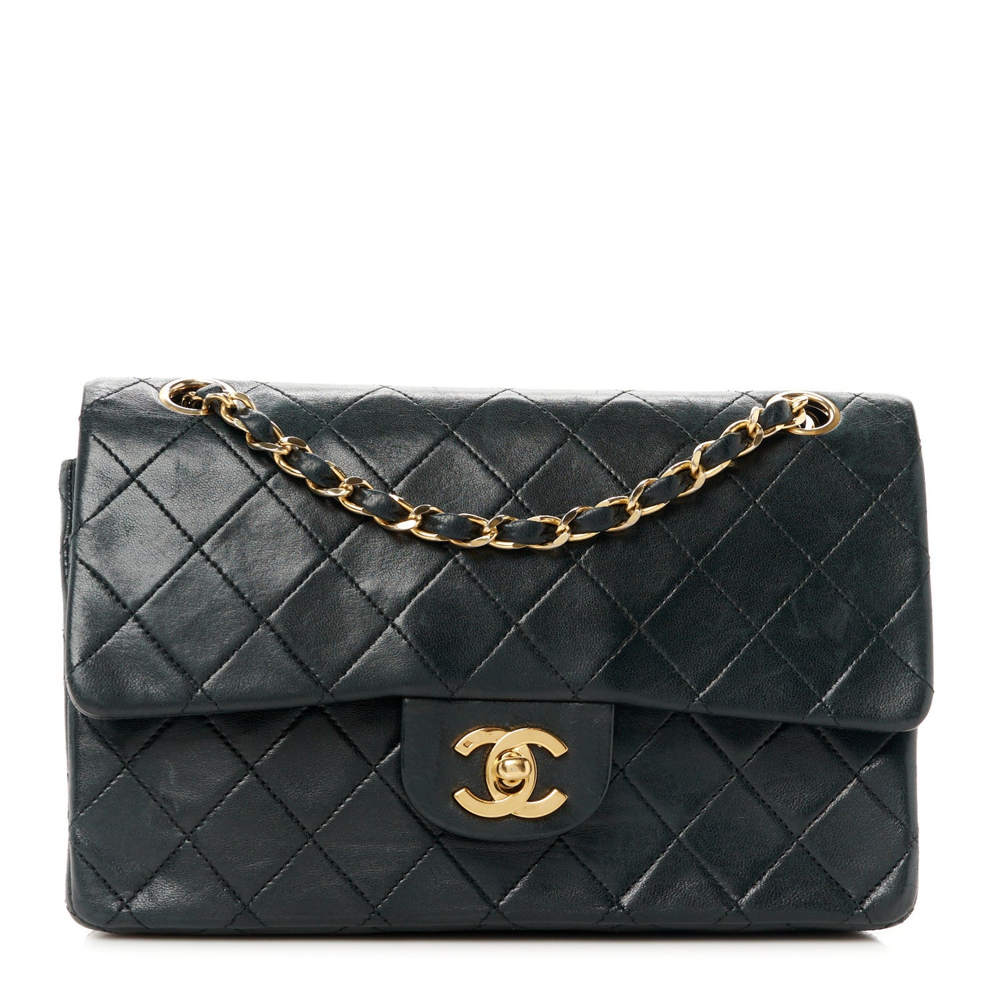 Lambskin Quilted Small Double Flap Black