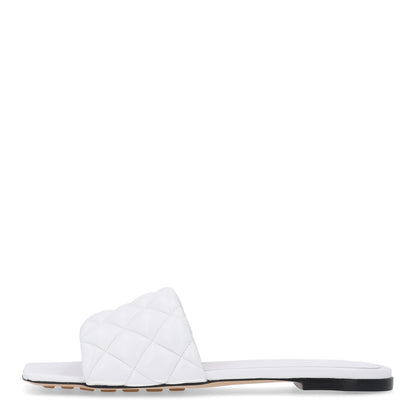 Bottega Veneta Nappa Matelasse Padded Flat Sandals 37.5 Optic White 1 of 10