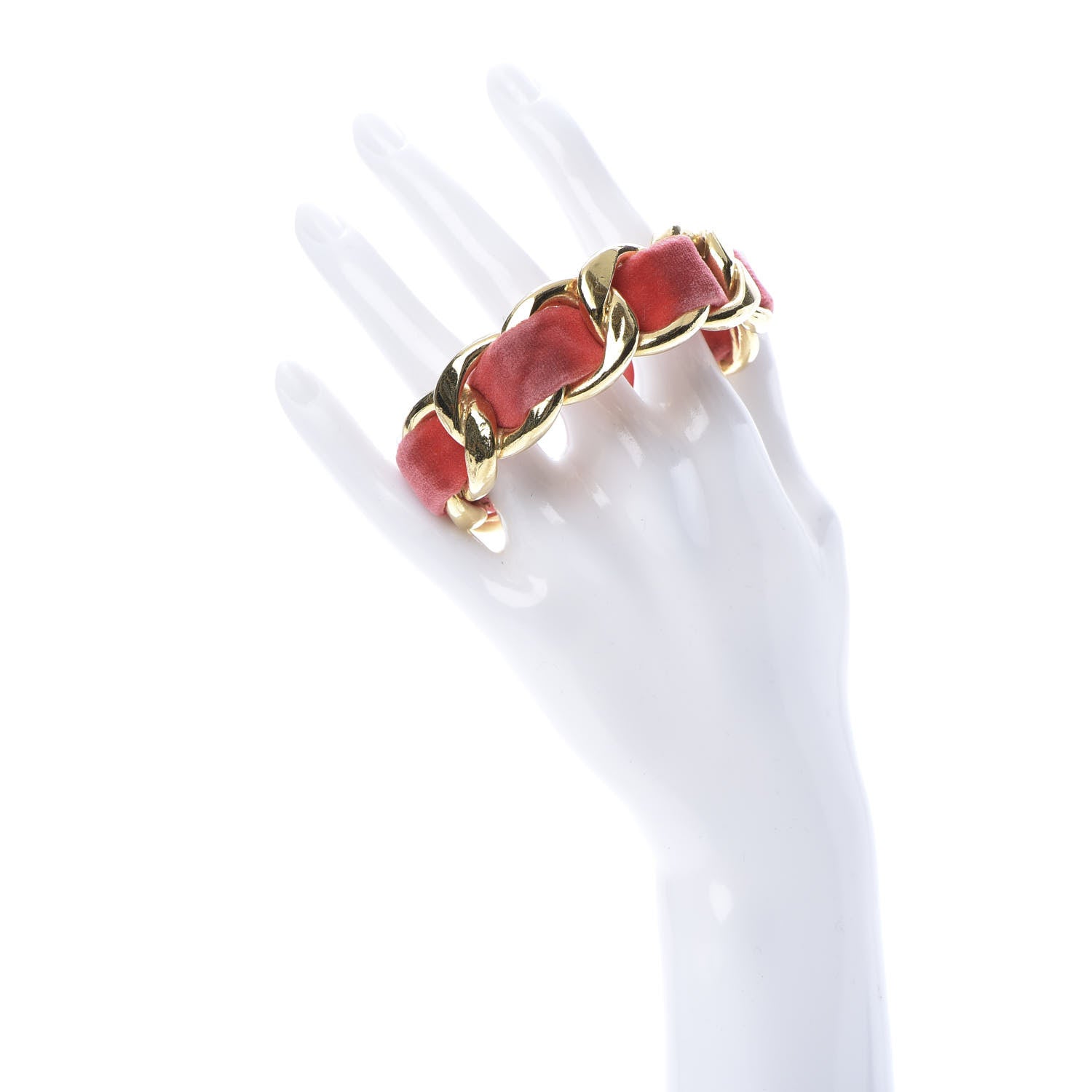 Chanel Velvet Chain Cuff Pink Gold 2 of 5