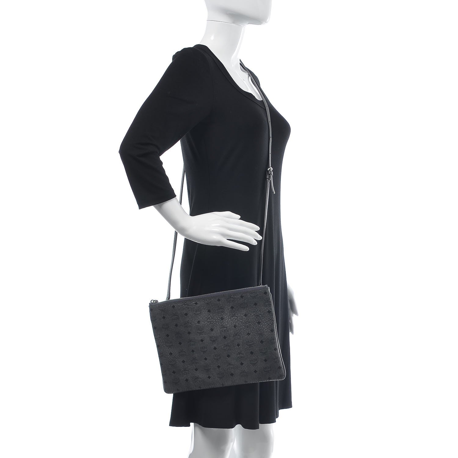 MCM Visetos Medium Crossbody Pouch Phantom Grey 2 of 8