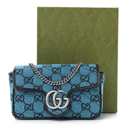 Gucci Monogram Multicolor Matelasse Diagonal Super Mini GG Marmont Shoulder Bag Light Blue 11 of 11
