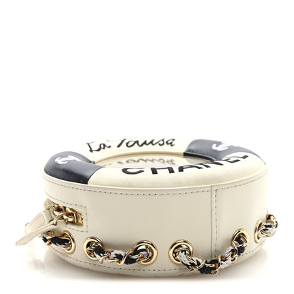 Chanel Lambskin Coco Lifesaver Round Bag Black White 4 of 10