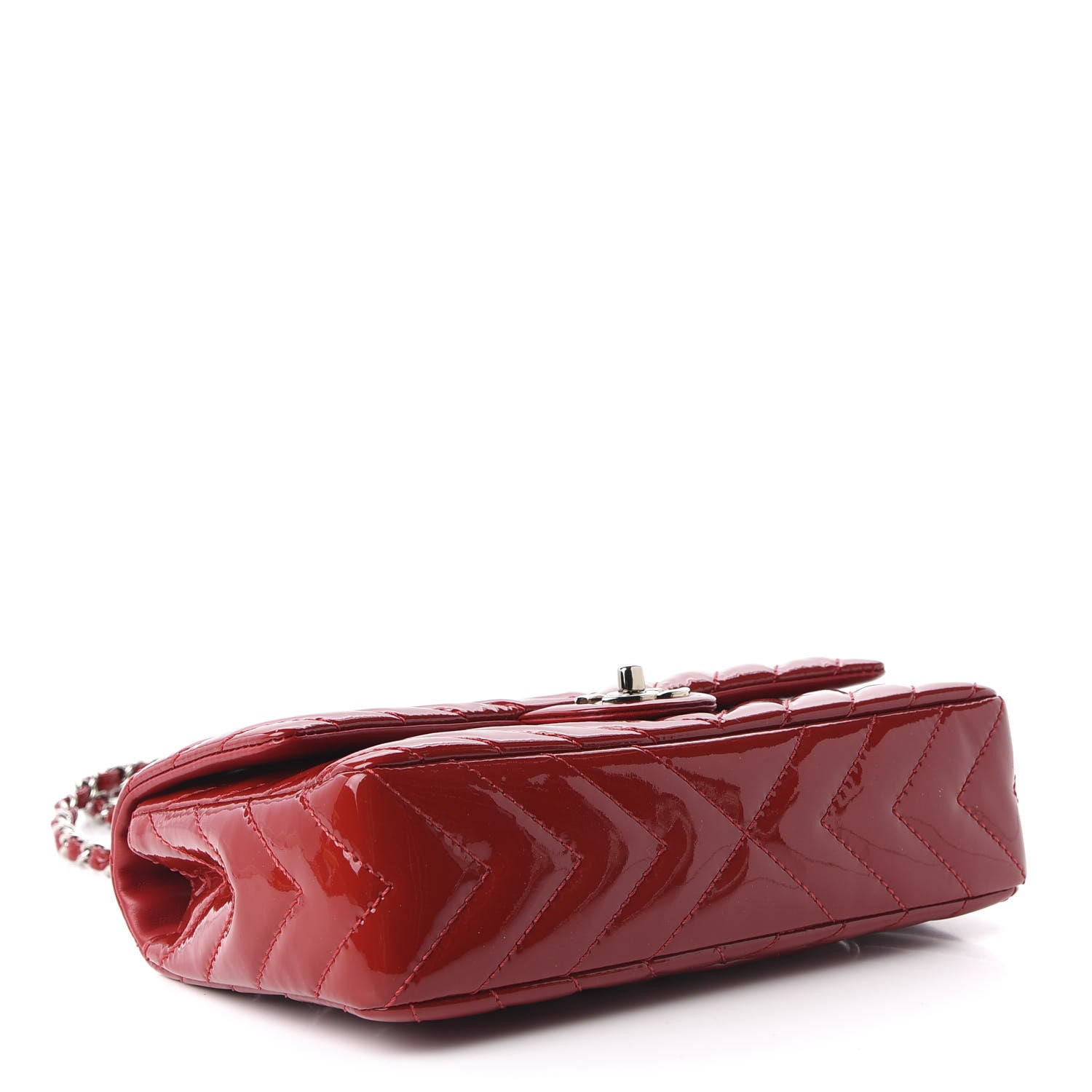 Chanel Patent Chevron Quilted Medium Single Flap Red 4 of 10