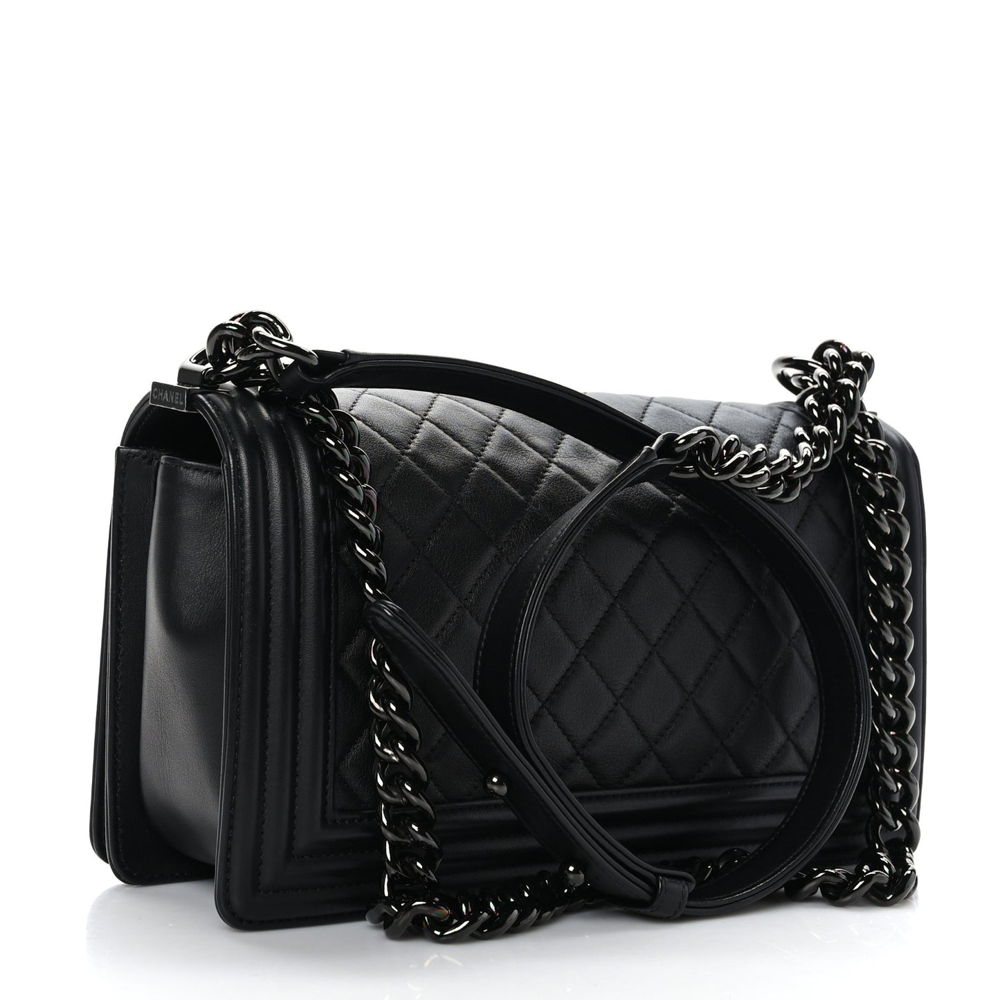 Calfskin Quilted Medium Boy Flap So Black