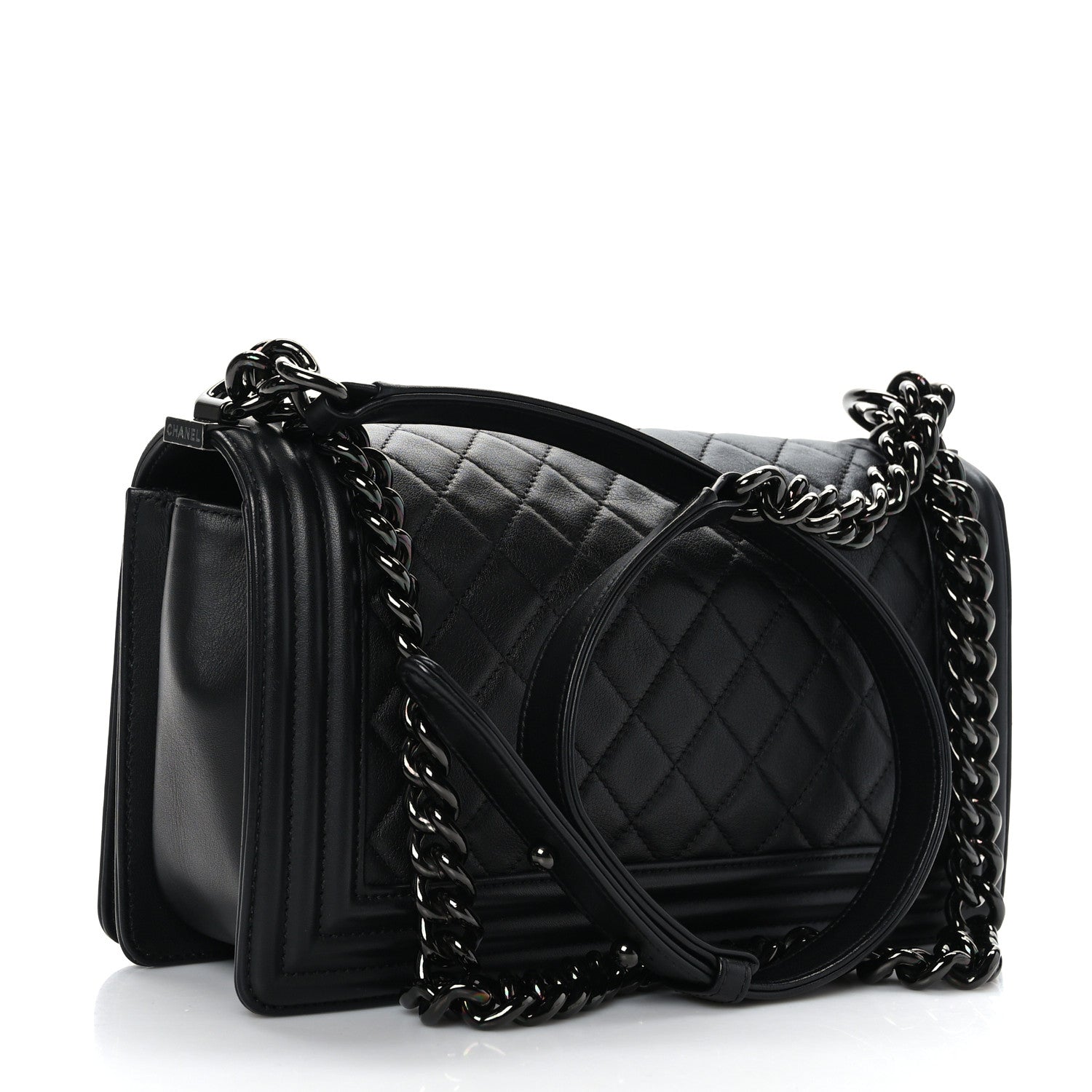 Chanel Calfskin Quilted Medium Boy Flap So Black 3 of 9