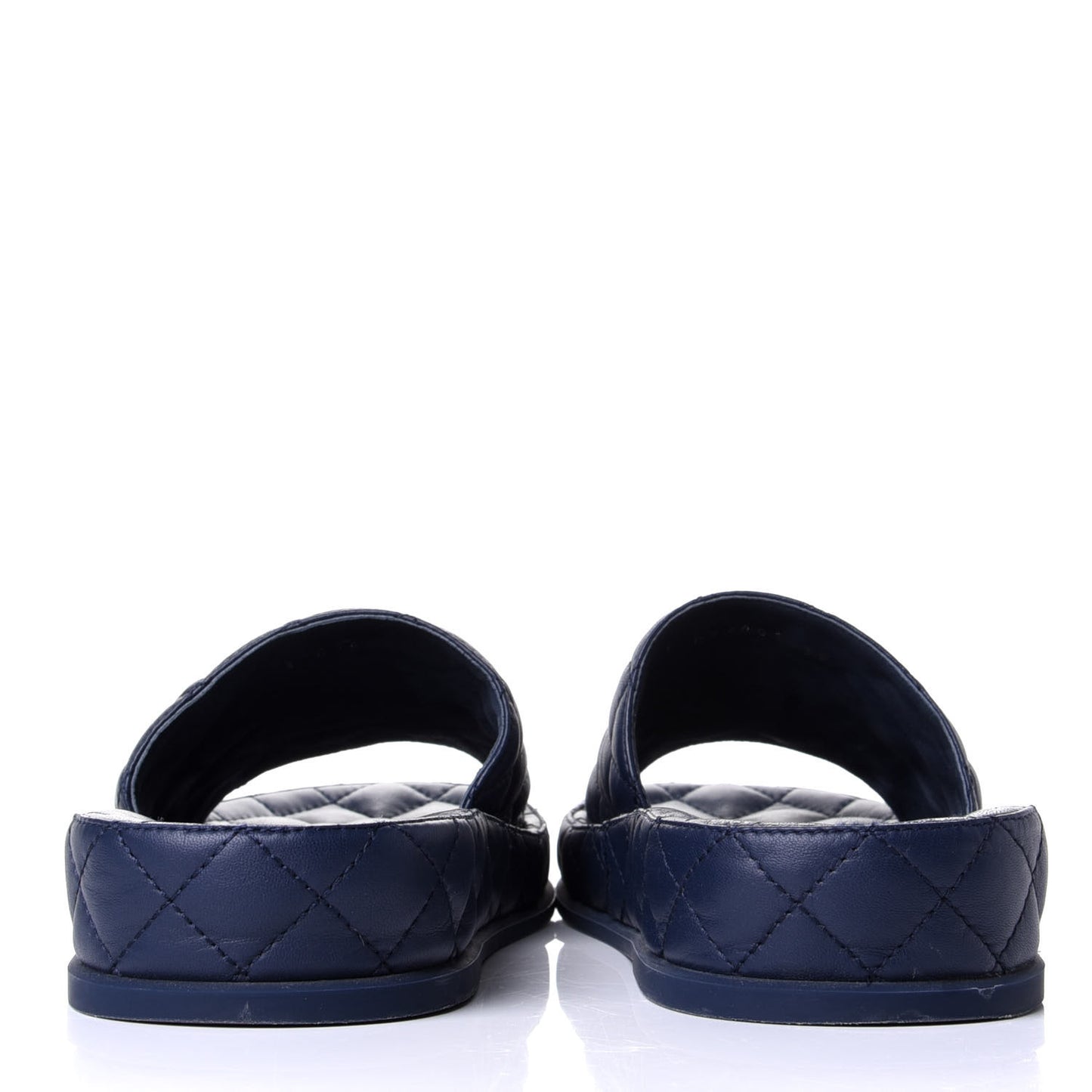 Lambskin Quilted CC Mules Sandals 39 Navy Blue