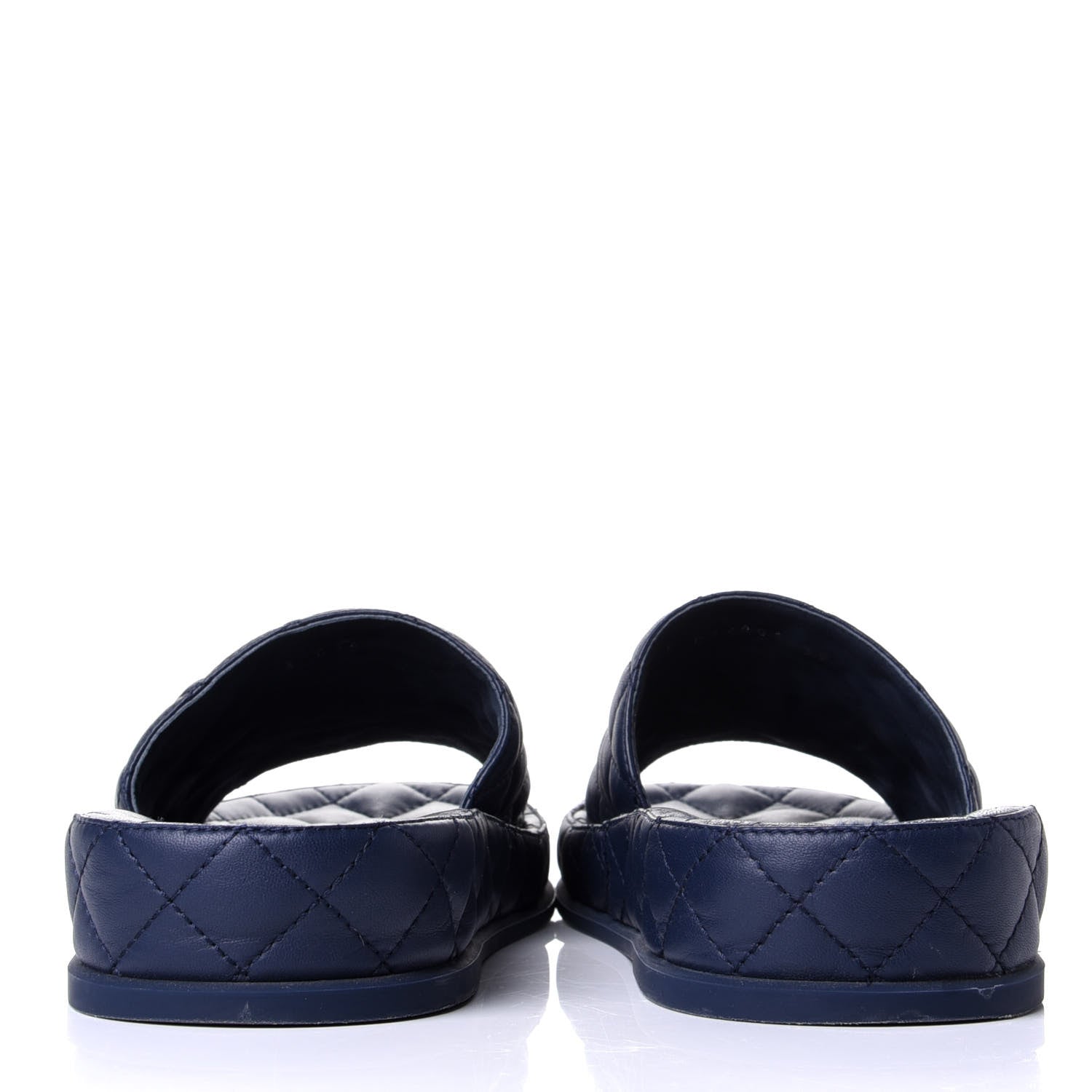 Chanel Lambskin Quilted CC Mules Sandals 39 Navy Blue 6 of 11
