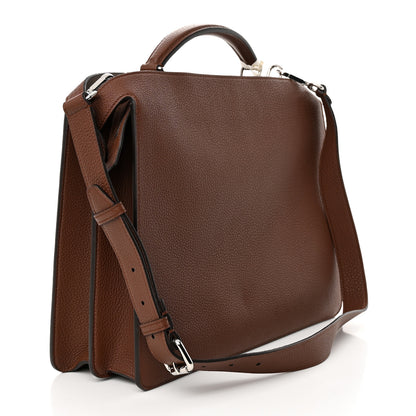 Fendi Cuoio Romano Vitello Cover Glazed Fabric Bi-Color FF 1974 Medium Peekaboo I SEE U Satchel Ghianda Saddler Tobacco Moro 4 of 14