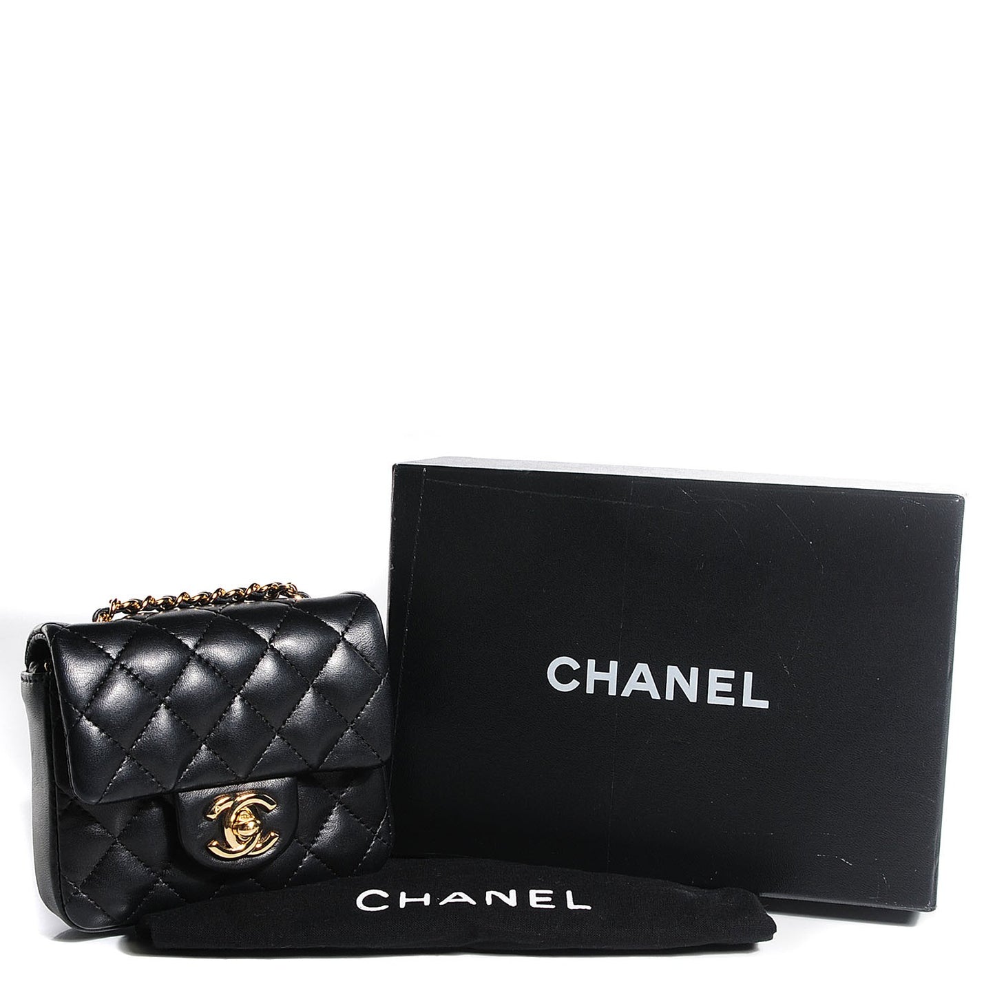 Lambskin Quilted Mini Square Flap Black