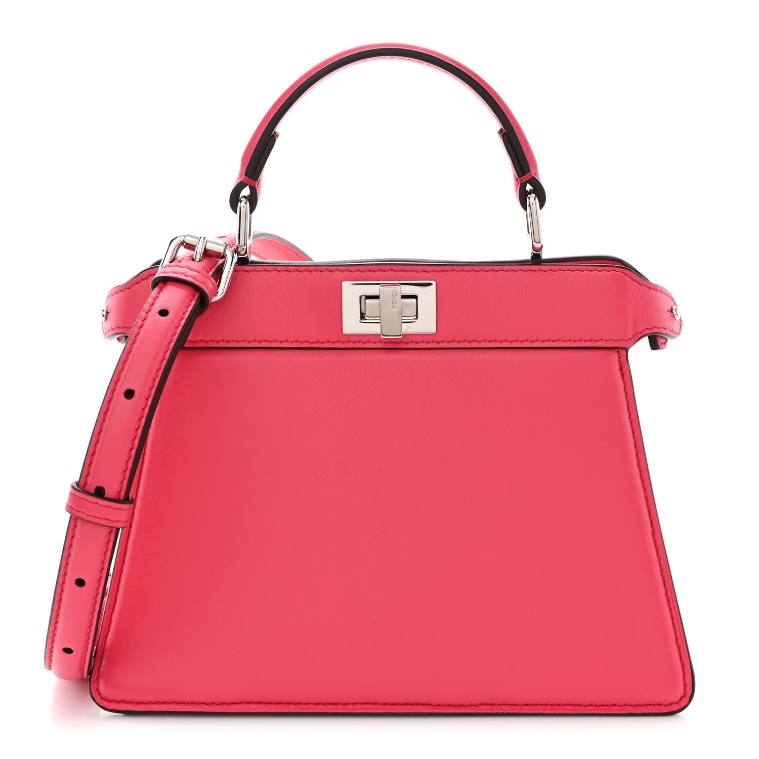 Fendi Shiny Nappa Petite Peekaboo I SEE U Satchel Lampone 1 of 12