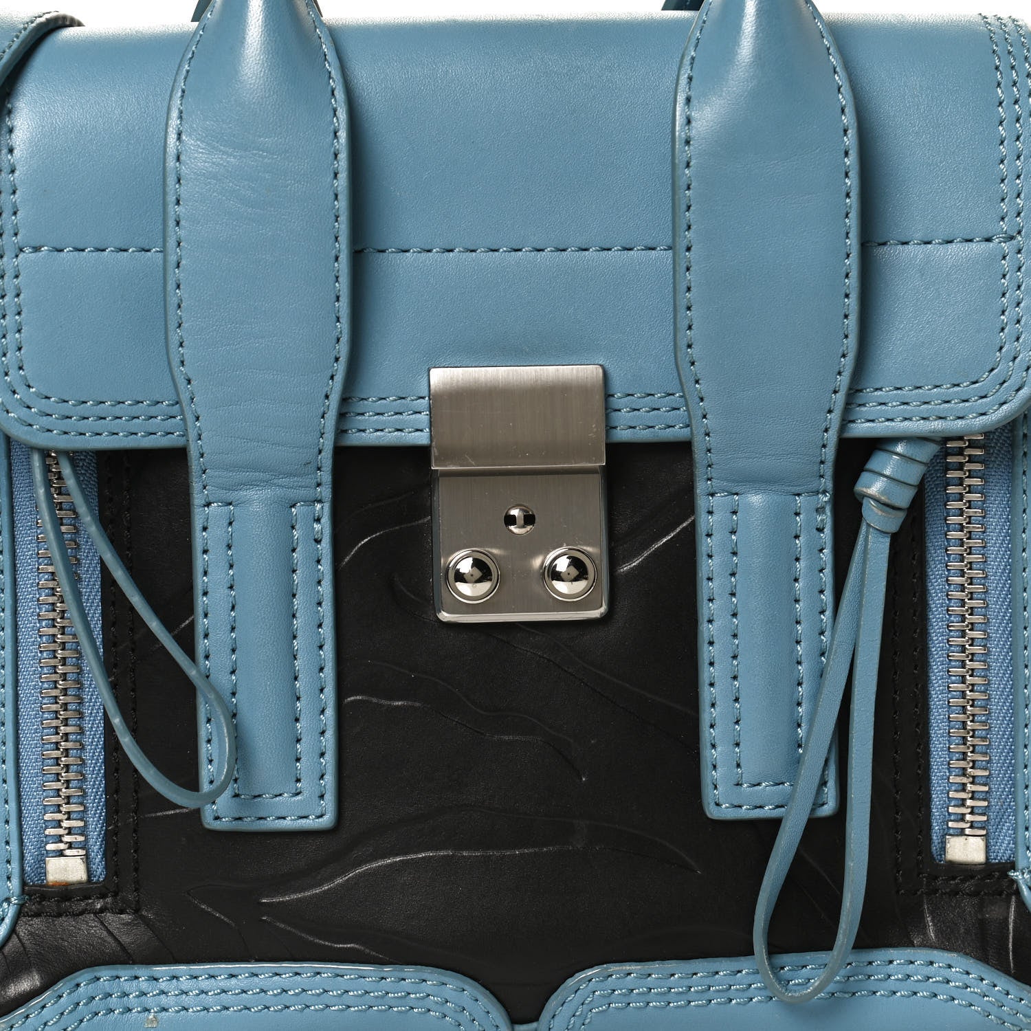 3.1 Phillip Lim Textured Calfskin Mini Pashli Satchel Blue Black 7 of 11
