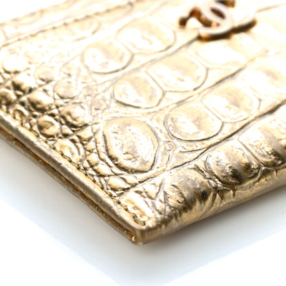 Chanel Metallic Calfskin Crocodile Embossed Cocodile Card Holder Gold 10 of 11