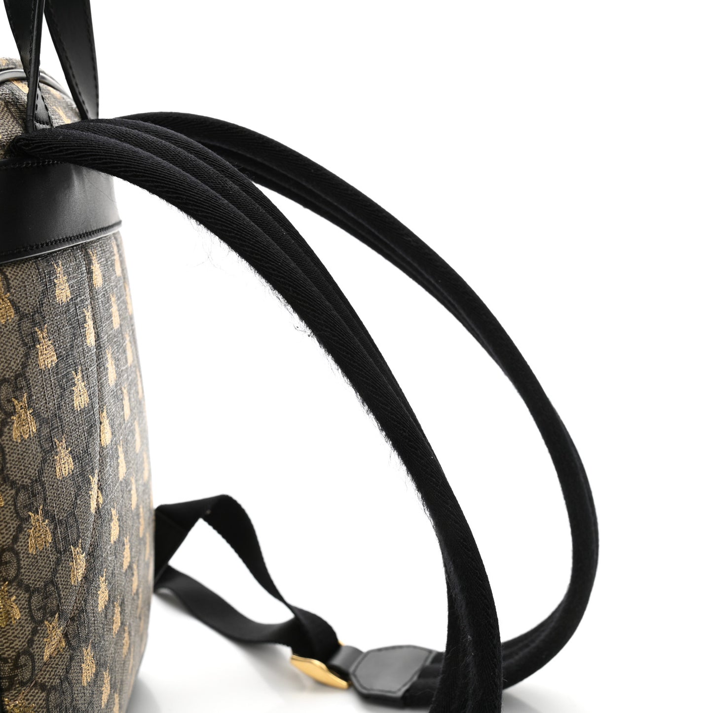 GG Supreme Monogram Bees Print Small Day Backpack Beige Oro Black