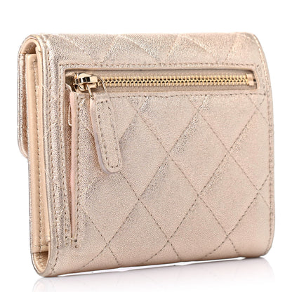 Chanel Metallic Lambskin Quilted Compact Flap Wallet Gold 2 of 4