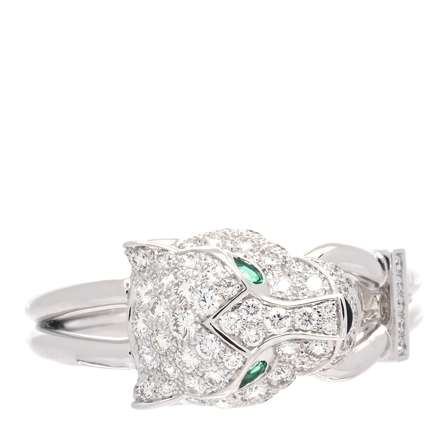 Cartier 18K White Gold Diamond Emerald Black Onyx Panthere de Cartier Ring 62 10 4 of 7