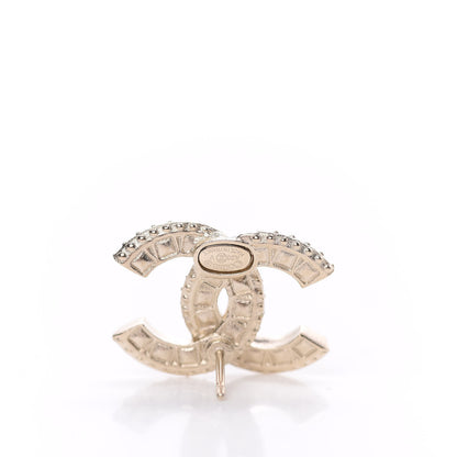 Chanel Crystal Timeless CC Earrings Light Gold 4 of 5