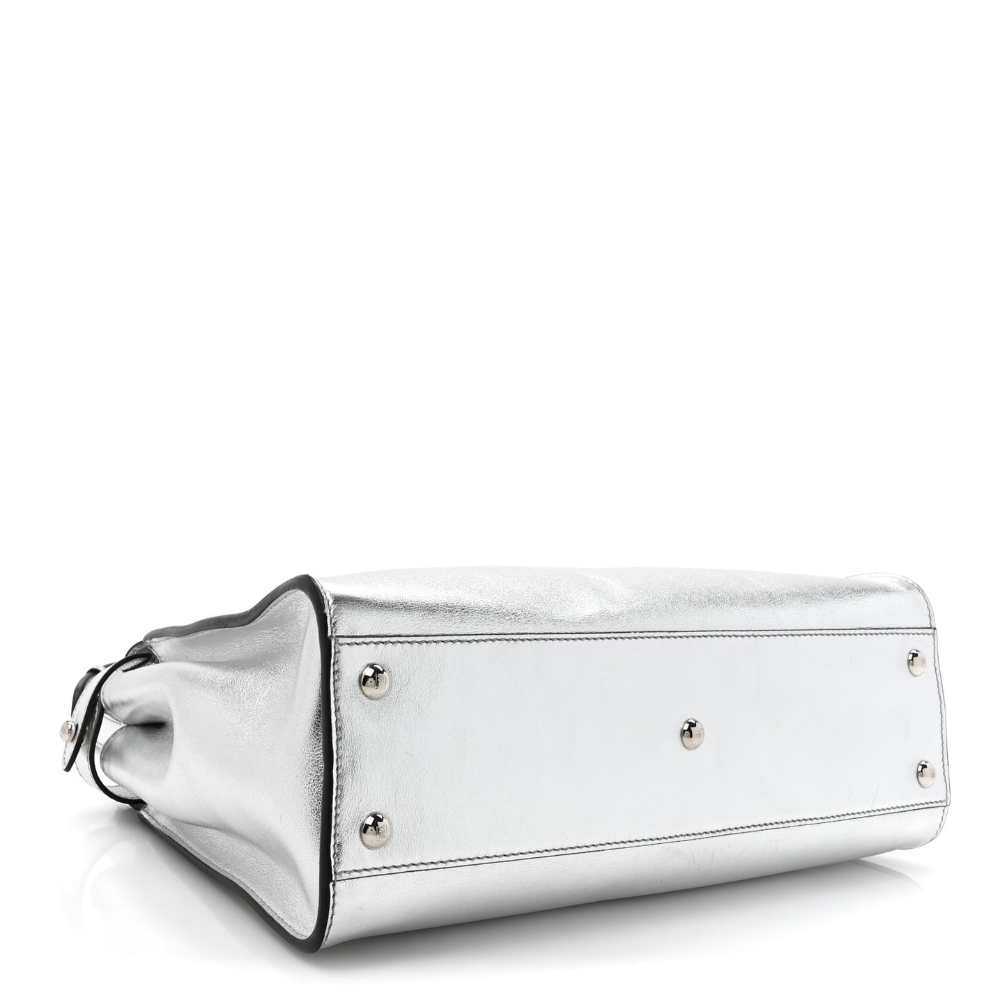 Vitello Catalan Mirror Medium Peekaboo Iconic Satchel Argento