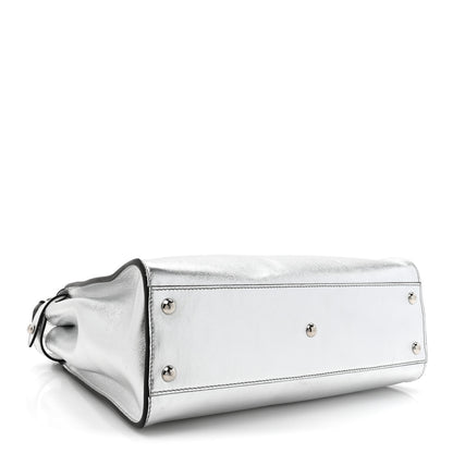 Fendi Vitello Catalan Mirror Medium Peekaboo Iconic Satchel Argento 4 of 17