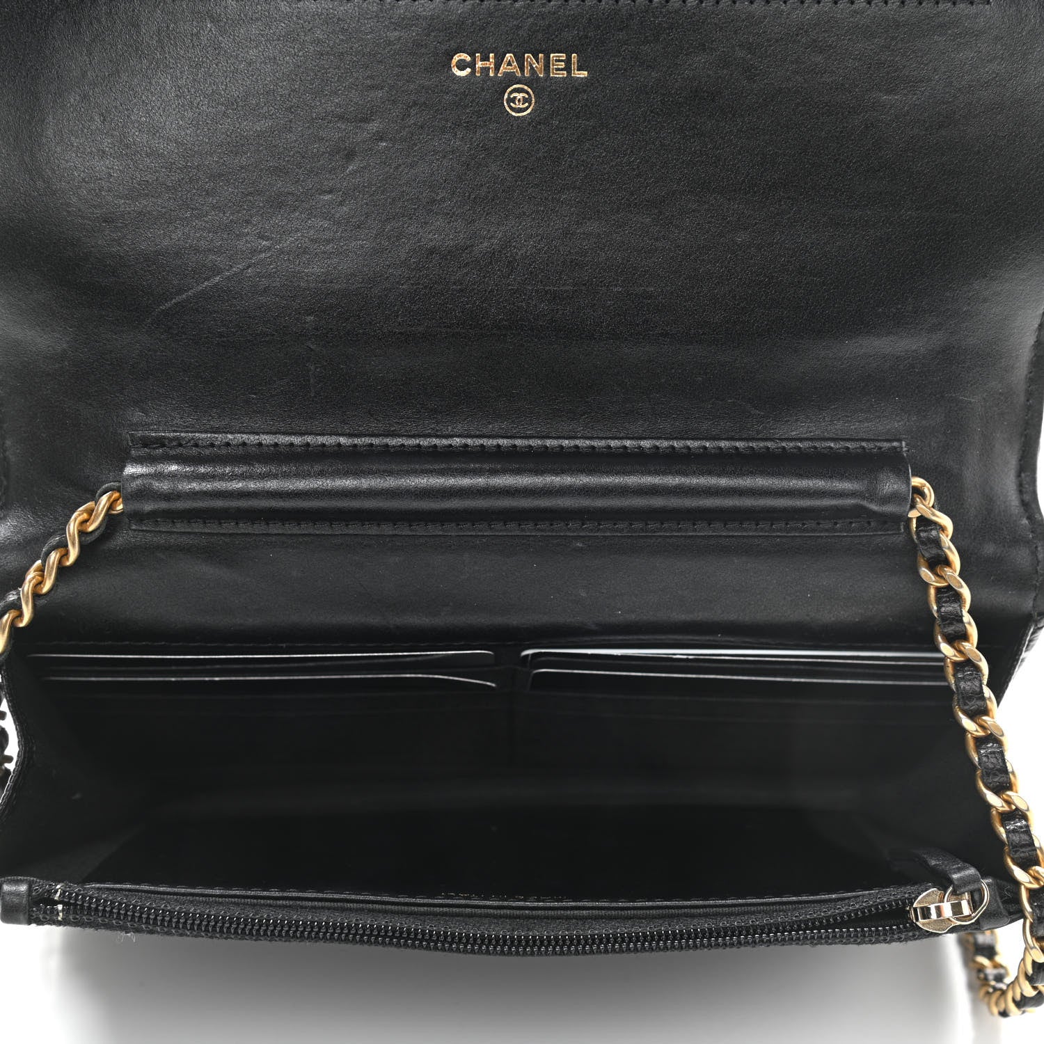 Chanel Caviar Chevron Quilted Boy Wallet On Chain WOC Black 4 of 10