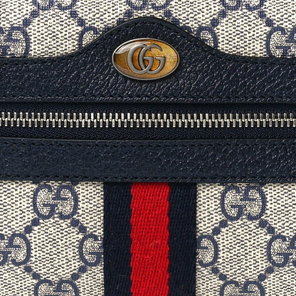 Gucci GG Supreme Monogram Textured Dollar Calfskin Web Mini Ophidia Shoulder Bag Beige Blue 7 of 11