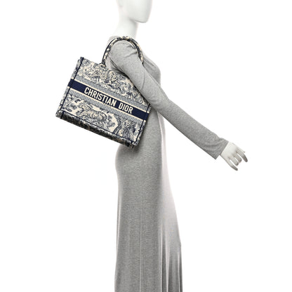 Christian Dior Canvas Embroidered Medium Dioriviera Toile De Jouy Book Tote Blue 2 of 11